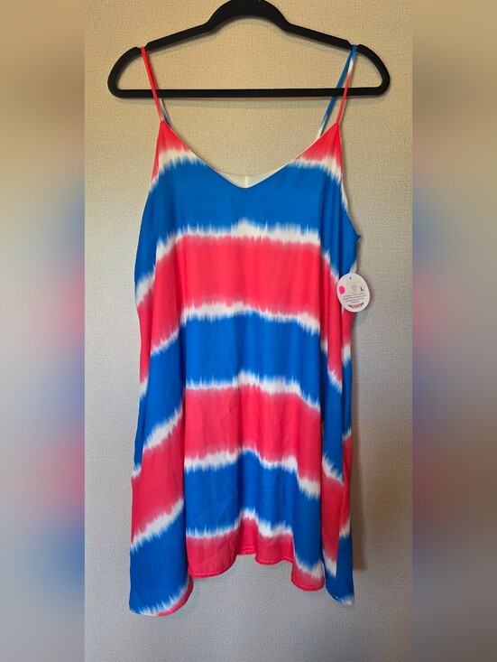 Peach Love California Dresses & Skirts - Peach Love California Red and Blue Tie-Dye Slip Dress